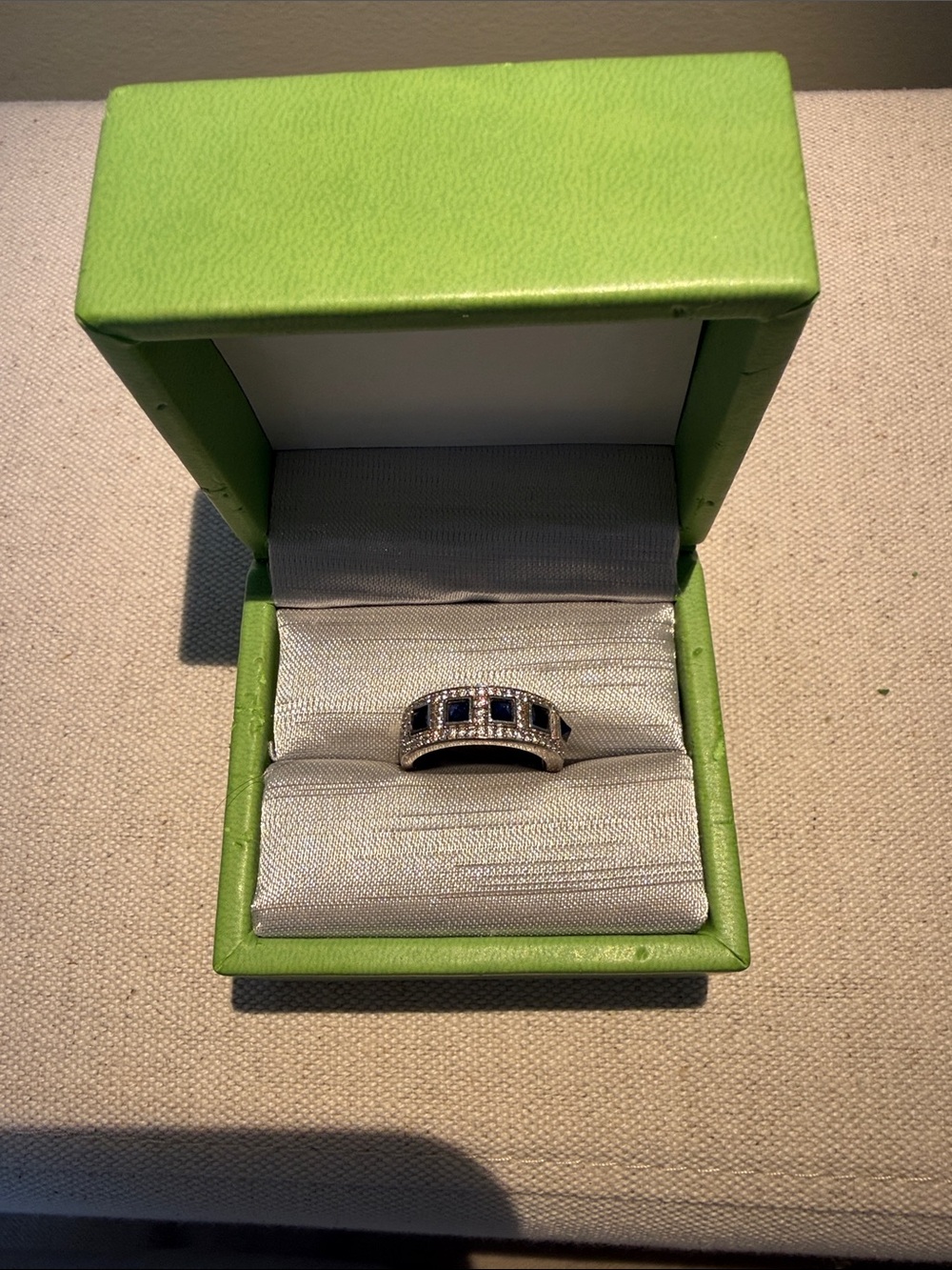Sterling silver sapphire and diamond CZ stone band